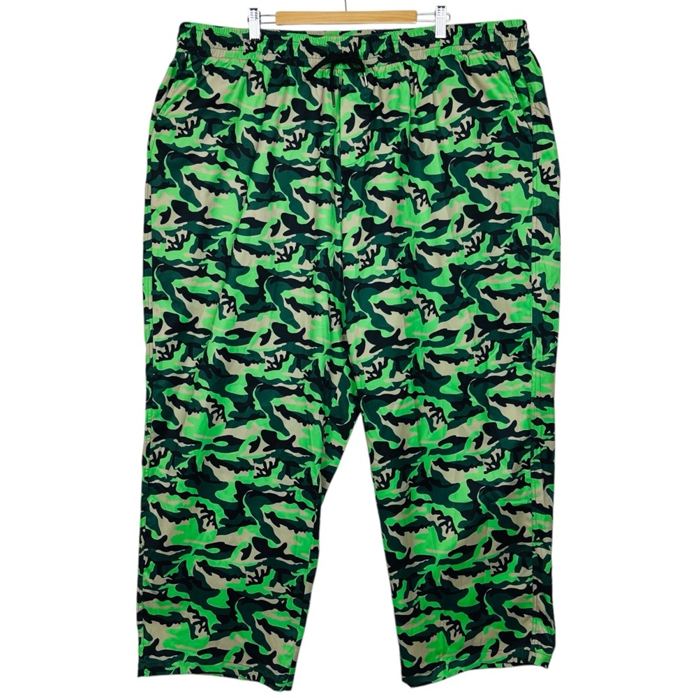 Shein Camouflage Drawstring Elastic Swishy Windbreaker Jogger Pants Green 6XL - Picture 10 of 10